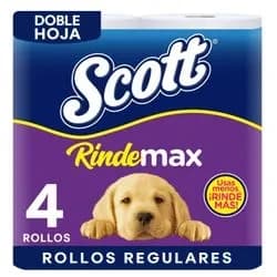 Papel Scott 4 Rollos Doble Hoja 50 Mts