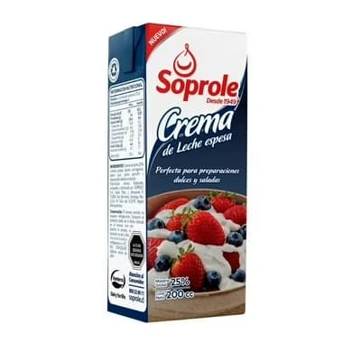 Crema De Leche Natural Espesa 200 Ml Soprole