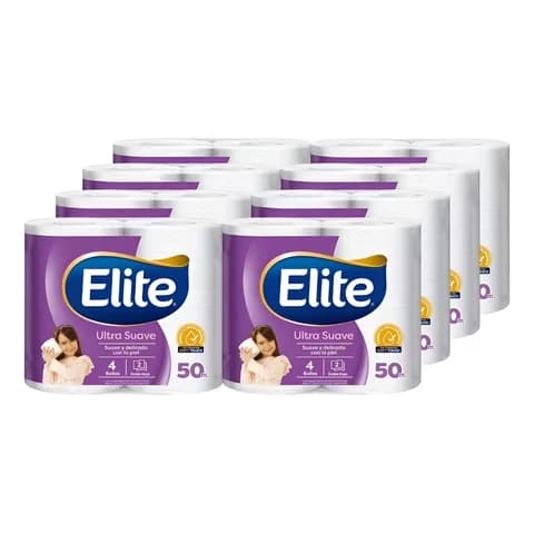 Papel Elite Ultra Suave 4 Rollos Doble Hoja 25 Mts