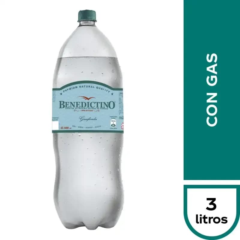 Agua Benedictino Con Gas 3 L