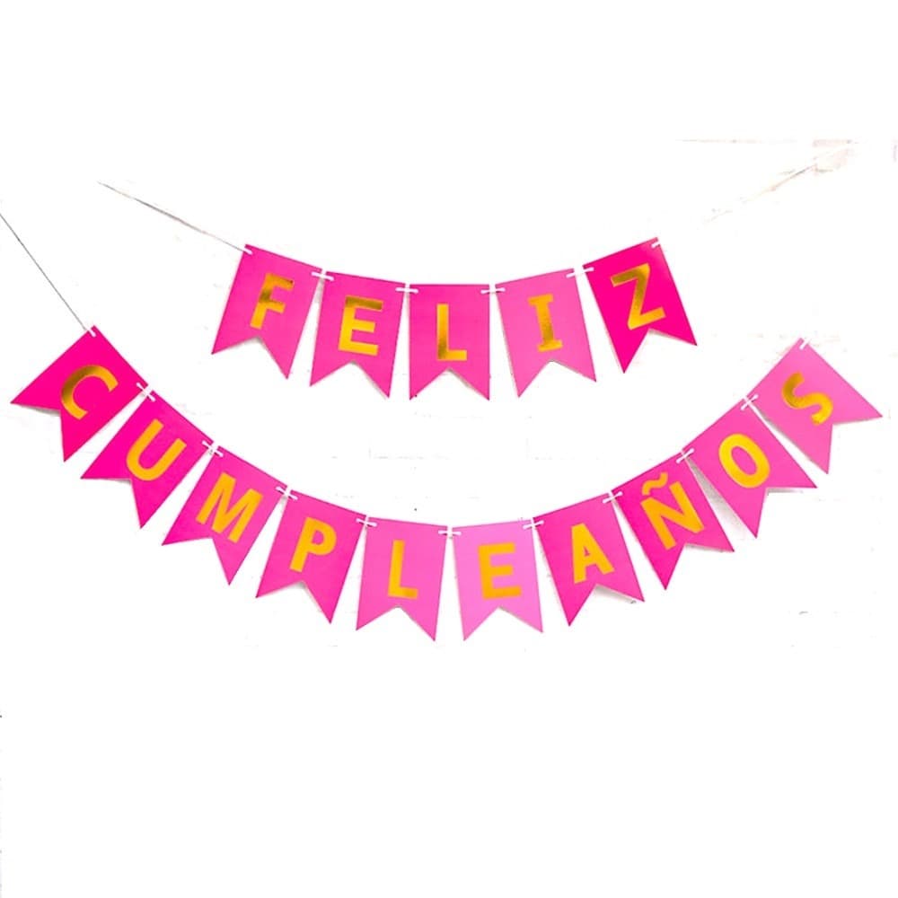 Banderin Cumpleanos Rectangular Rosa