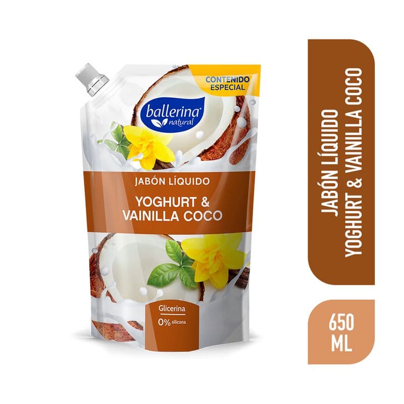 Jabon Ballerina Yoghurt y Vainilla Coco 650 ML