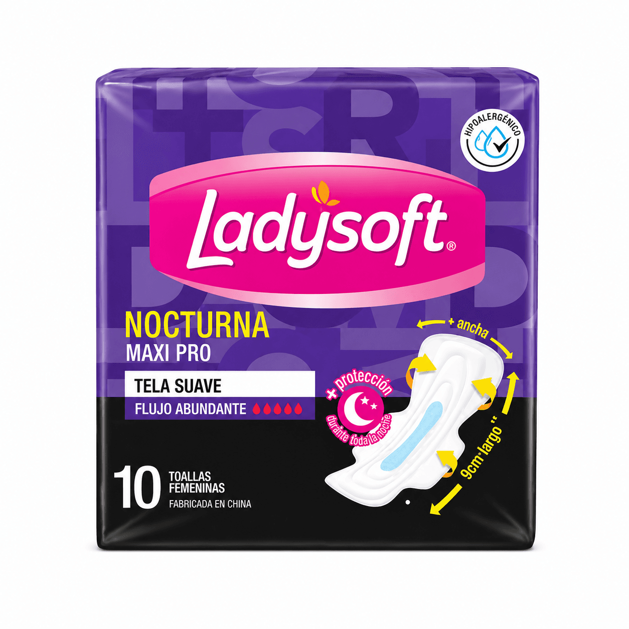 Toalla Femenina Ladysoft Nocturna Maxi Pro 10 un